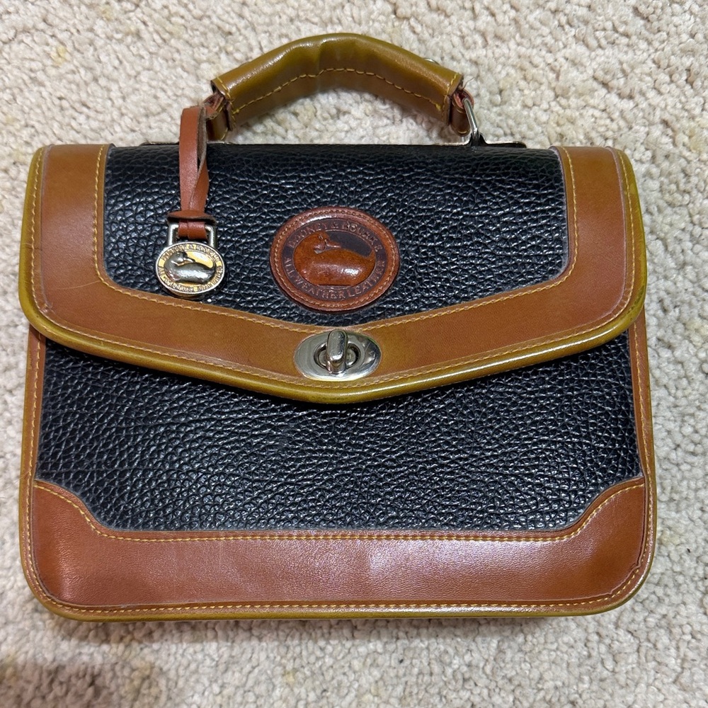 Dooney & Bourke Black and Brown Shoulder Bag Vintage